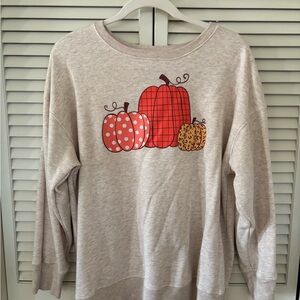 • women’s positivitees crewneck sweater with pumpkin graphic | l •